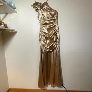 Vintage Gunne Sax Jessica McClintock Gold 90s Prom Mermaid Dress Size 5